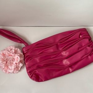 NEW! Barbie pink faux leather clutch